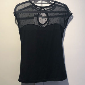 RockSteady/ModCloth Black Mesh & Swiss Dot Top